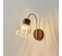 ZR98US Flower Glass Mid-Century Vintage Gold 1-Light Antique Small Wall Lamp for Bedroom Bathroom Living Room(Flower)