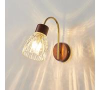 ZR98US Flower Glass Mid-Century Vintage Gold 1-Light Antique Small Wall Lamp for Bedroom Bathroom Living Room(Flower)