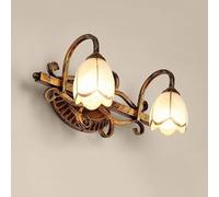 ZR98US Flower Vanity Vintage Rubbed Bronze Tulips Farmhouse Wall Lamp for Cabinet Bedroom Kitchen Bathroom(Two Light)