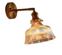 ZR98US Flower, Vintage Retro Light Brass 180° Adjustable Wall Lamp for Bedroom Living Room Kitchen Farmhouse(Green Glass)