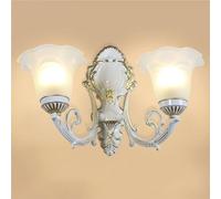 ZR98US French Country, Milk Glass Over Sink Mount Wall Light Fixtures for Bedroom Living Room Hallway(Black,40cm/15.7in)