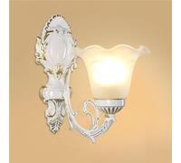 ZR98US French Country, Milk Glass Over Sink Mount Wall Light Fixtures for Bedroom Living Room Hallway(Black,40cm/15.7in)