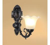 ZR98US French Country, Milk Glass Over Sink Mount Wall Light Fixtures for Bedroom Living Room Hallway(Black,40cm/15.7in)