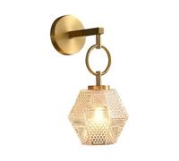 ZR98US Geometric Glass Light, Nordic Lamp Industrial Brushed Copper Wall Sconces for Bedroom Living Room Cloakroom Corridor