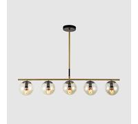 ZR98US Glass Metal Strip Pendent Lamp Home Dining Table Suspended Fixture Kitchen Hallway Decor Ceiling Hanging Light, Chandelier