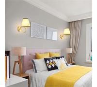 ZR98US Gold Creative /27 Base Vintage Wall Mounted Lamp with Fabric Shade for Bedside Hallway Living Room(Black)
