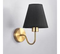 ZR98US Gold Creative /27 Base Vintage Wall Mounted Lamp with Fabric Shade for Bedside Hallway Living Room(Black)