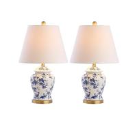 ZR98US Hand-Painted Chinese Style Table Lamp with Blue/White Shades - Versatile for Any Room (Set of 1)