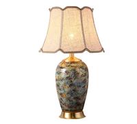 ZR98US Hand Painted Gold Ceramic American Farmhouse Traditional Bedside Desk Nightstand Lamp Table Lamps For Living Room Color Remote Control Switch, Size
