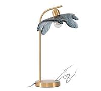 ZR98US Handcrafted Amber Flower Glass Desk Lamp with Touch Control - Versatile Home Decor