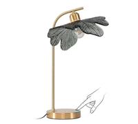 ZR98US Handcrafted Amber Flower Glass Desk Lamp with Touch Control - Versatile Home Decor