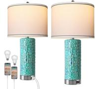 ZR98US Handcrafted Ceramic Table Lamp, USB Charging & Dimmable