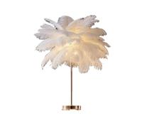 ZR98US Handcrafted Ostrich Feather Table Lamp in Three Colors for Bedrooms and Living Rooms (Pink)