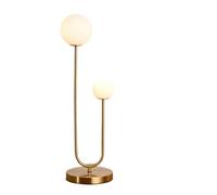 ZR98US Handmade C-Shaped Gold Lamp with Opal Glass, Dimmable for Bedroom and Living Room