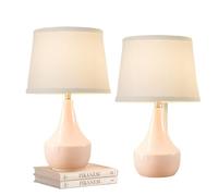 ZR98US Handmade Ceramic Table Lamp Set of Silver & Blue for Living Room, Bedroom and Office (3000k Warm White)