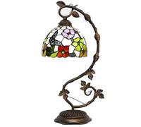 ZR98US Handmade Stained Glass Table Lamp with Antique Bronze Base - For Small Spaces and Bedrooms (Amber Yellow Dragonfly)