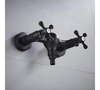 ZR98US Hot and Cold Water Brass Wall Outdoor Faucet Washing Machine Double Black Bathroom Faucet
