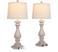 ZR98US Inch 3-Way Dimmable Touch Lamp with USB C+A Ports AC Outlet Bedroom Side Table, Gray 2 Pack Suitable for Living Room, Dormitory, Office,