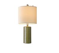 ZR98US Inch Ceramic Table Lamp Set of Two with Linen Lampshade Bedroom Study Office Decoration Suitable for Living Room, Dormitory, Office,(Green - Single)