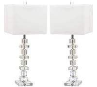 ZR98US Inch Decorative Table Lamp Pack with USB Charging Port and LED Bedroom Office Desk Suitable for Living Room, Dormitory, Office,(Crystal Set of 2)