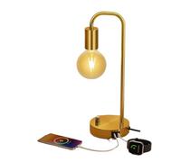 ZR98US Industrial Style Desk Lamp with Charging Port, Stepless Dimmable, Bedroom, Reading Office Suitable for Living Room, Dormitory, Office,(USB Gold 1 Pack)