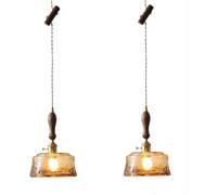 ZR98US Japanese Handle Hanging Lamp Striped Glass Lampshade 1-Light Pendant Orange Lanterns Chandelier