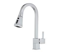 ZR98US Kitchen Faucet, Pull-Down, ° Swivel, Dual-Mode Spray, Single Handle, Brass, Easy Installation,