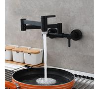 ZR98US Kitchen Sink Tap - Wall Mounted Brass Mixer Faucet with Dual Handle for Hot and Cold Water - 2 Outlet Modes