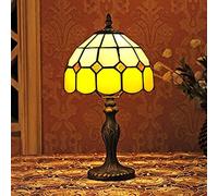 ZR98US Lamps for Bedroom Living Room Inch Mediterranean Amber Table Bedside Lamp (Color: Yellow 1)