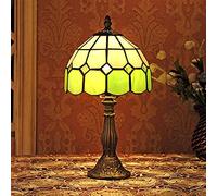 ZR98US Lamps for Living Room 8-Inch Mediterranean Amber Table Lamp Bedside Bedroom Lamp(Color : Green)