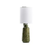 ZR98US Leaf-Stamped Ceramic Table Lamp with White Linen Shade for Bedroom and Living Room (Set of 2)