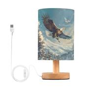 ZR98US LED Table Lamp Solid Wood Base and Linen Lampshade with USB Port Bedroom Nightstand, Suitable for Living Room, Dormitory, Office,(Gray)