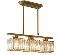 ZR98US Light Chandelier Ceiling Hanging Lamp Long Gold Black Dining Luxurious Dulamps Crystal Rectangular for Living Room Bar/Black/3 Lights/Golden/4 Ligh