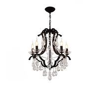 ZR98US Light Luxury Candle Chandelier,for Living Dining Room Bedroom, European Style Chandelier,Retro Crystal Lamp-Black. * 65cm