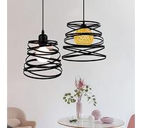 ZR98US Lights Industrial V-intage Ribbon Spiral Swirl Light Shade Metal Wire Cage Loft Style Pendant Lamp Fixture, Chandelier