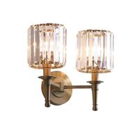 ZR98US Luxury Crystal Minimalist Copper Cylinder Vanity Wall Lamp for Bedroom Bedside Aisle Staircase(2 Light)