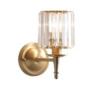 ZR98US Luxury Crystal Minimalist Copper Cylinder Vanity Wall Lamp for Bedroom Bedside Aisle Staircase(2 Light)