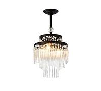 ZR98US Luxury Round Chandelier, Boutique Decoration Iron Pendant Lig Farmhouse Crystal Ceiling Ligs Compatible with Living Dining Room Bedroom-Black * 55cm, Vintage chandel