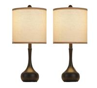 ZR98US Metal Table Lamp 2-Pack, 3 Color Temperatures, Bedroom, Nightstand, Office, Home Decor, Included Suitable for Living Room, Dormitory, Office,(Black2)