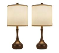 ZR98US Metal Table Lamp 2-Pack, Three Color Temperatures, Bedroom, Nightstand, Office, Home Decor, Included Suitable for Living Room, Dormitory, Gift (Brown)