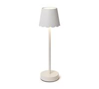 ZR98US Minimalist Cordless Table Lamp with Scalloped Edge Shade, 4.5" Deep x 14.5" High, White - Desk and Living Room Decor