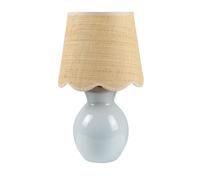 ZR98US Minimalist Table Lamp with Ceramic Body and Linen Lampshade, Bedroom, Or Office Nightstand Suitable for Living Room, Dormitory, Office,(Blue)