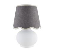 ZR98US Minimalist Table Lamp with Ceramic Body and Linen Lampshade, Bedroom, Or Office Nightstand Suitable for Living Room, Dormitory, Office,(Gray/White)