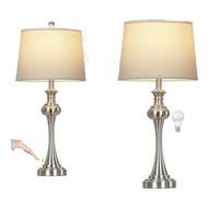 ZR98US Minimalist Table Lamp with Touch Control Metal Base, Suitable for Bedroom and Office (Black-Set of 2)