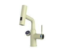 ZR98US Multifunctional Digital Display Faucet with Pull-out Sprayer and Rotation (White/Gray) (Yellow)