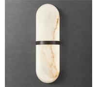 ZR98US Natural Alabaster, Nordic Oval Stone Light 3-Color Dimmable Wall Lamp for Living Room Bedroom Dining Room(Black)