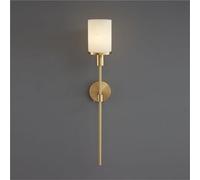 ZR98US Natural Marble Light, Cylinder Stone Lamp Nordic All-Copper Wall for Living Room Hallway Stairs Cafe(Gold)