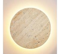 ZR98US Natural Stone Light Fixture, Round Travertine Mounted Lights for Bedroom Living Room Hallway Wall Lamp(23cm/9in)
