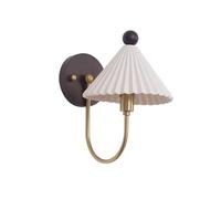 ZR98US Nordic Ceramic Mount Lamp, Indoor with Pleated Shade for Living Room Bedroom Wall