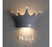 ZR98US Nordic Crown Mounted Lamp, Creative Light Fixtures with Crystal Decoration for Bedroom Living Room Wall (Gray)
